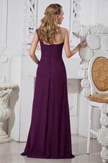 Inexpensive One Shoulder Strap Purple Chiffom Formal Prom Dress