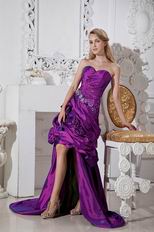 Best Seller High Low Skirt Purple Formal Prom Dress With Beading