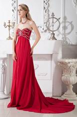 Chapel Train Wine Red Chiffon Maternity Formal Prom Dress