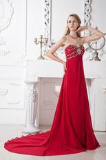 Chapel Train Wine Red Chiffon Maternity Formal Prom Dress