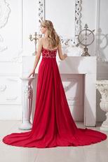 Chapel Train Wine Red Chiffon Maternity Formal Prom Dress