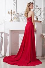 Chapel Train Wine Red Chiffon Maternity Formal Prom Dress