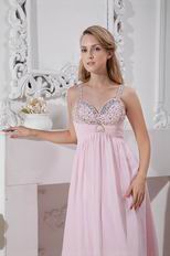 Affordable Straps Pink Chiffon Women In Prom Dress With Beading