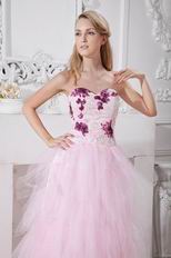 Sweetheart Neckline Sequins Pink Net Long Prom Dress Stores