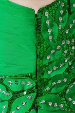 Unique One Shoulder Sequin Leaves Bright Green Prom Dress With Split