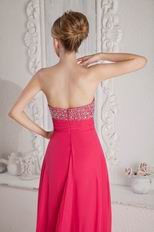 Pretty Beading Crystal Coral Red Chiffon Celebrity Prom Dresses