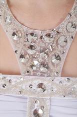 Fashion Halter A-line White Long Women Prom Dress With Crystals