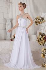 Fashion Halter A-line White Long Women Prom Dress With Crystals