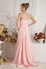 Cheap Sweetheart A-line Pink Chiffon Skirt With Side Split Prom Gowns