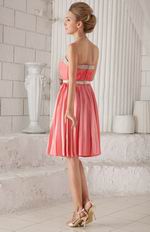 Strapless Knee-length Watermelon Prom Dress With Bowknot