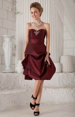 Sweetheart Bubble Knee-length Burgundy Taffeta Prom Type Dresses