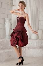 Sweetheart Bubble Knee-length Burgundy Taffeta Prom Type Dresses