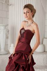 Sweetheart Bubble Knee-length Burgundy Taffeta Prom Type Dresses