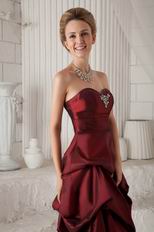 Sweetheart Bubble Knee-length Burgundy Taffeta Prom Type Dresses