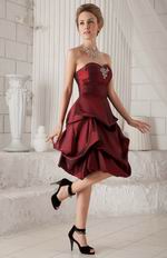 Sweetheart Bubble Knee-length Burgundy Taffeta Prom Type Dresses