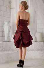 Sweetheart Bubble Knee-length Burgundy Taffeta Prom Type Dresses