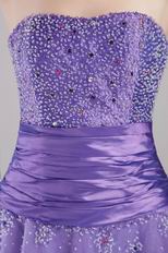 Purple Empire Strapless Floor-length Tulle Dress For Prom Girl