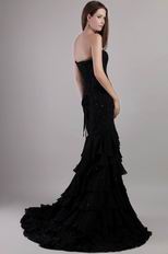 Trumpet Layers Chiffon Skirt With Split Black Dress For 2014