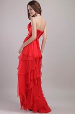 Sweetheart High-low Red Organza Crazy Prom Dresses With Beading