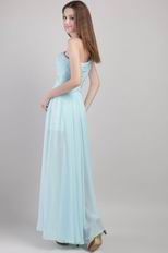 Light Blue Empire One Shoulder Style Prom Dress Pretty