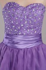 Lace Up Sweetheart Purple Organza Prom Dress With Beading