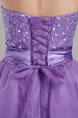 Lace Up Sweetheart Purple Organza Prom Dress With Beading