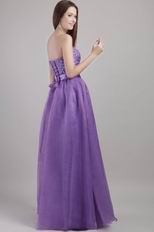 Lace Up Sweetheart Purple Organza Prom Dress With Beading