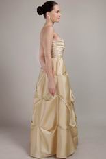 Champagne Prom Dress With Spaghetti Straps Taffeta Skirt