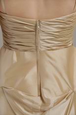 Champagne Prom Dress With Spaghetti Straps Taffeta Skirt