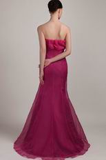 Mermaid Strapless Floor-length Fuchsia Organza Prom Dress Petite