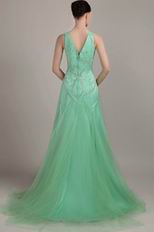 Beaded V Neck Dropped Waist Apple Green Formal Dresses Shop