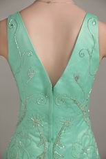 Beaded V Neck Dropped Waist Apple Green Formal Dresses Shop