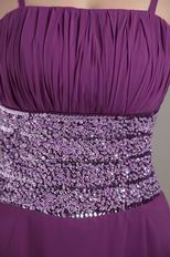 Spaghetti Straps Ankle-length Purple Prom Celebity Dress With Sequin