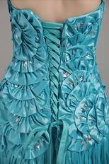 Teal Strapless A-line Floor Length Prom Dress Designer