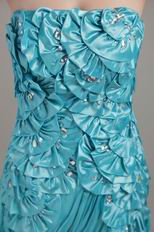 Teal Strapless A-line Floor Length Prom Dress Designer