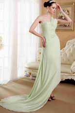 Yellow Green One Shoulder Neckline Chiffon Prom Dress