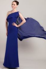 One Shoulder Royal Blue Chiffon 2014 New Arrival Prom Dress