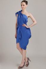 One Shoulder Backless Royal Blue Taffeta Short Prom Dress