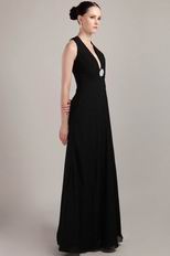 Halter Floor-length Black Chiffon Dress For 2014 Prom Year