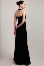 Halter Floor-length Black Chiffon Dress For 2014 Prom Year