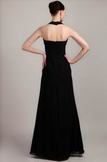 Halter Floor-length Black Chiffon Dress For 2014 Prom Year