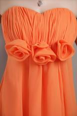 Orange Chiffon Long Prom Dress With Handcrafted Flowers Decorate