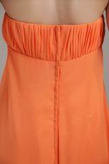 Orange Chiffon Long Prom Dress With Handcrafted Flowers Decorate