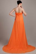 Orange Chiffon Long Prom Dress With Handcrafted Flowers Decorate