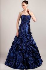 Sweetheart A-line Pick-ups Skirt Navy Blue Prom Ball Gown