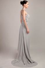 Customized Tailoring One Shoulder Neck High Low Grey Prom Dress