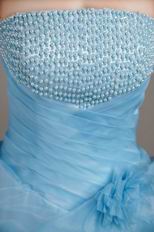 Corset Back Floor-length Layers Skirt Fading Blue Prom Dress