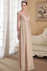 Top Designer V-neck Champagne Prom Dress With Side Split