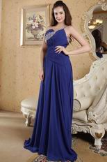 Elegant One Shoulder Royal Blue La Prom Dress With Applique