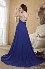 Elegant One Shoulder Royal Blue La Prom Dress With Applique